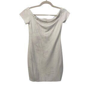 Jireh Clothing Off The Shoulder Tunic Bodycon Dress Size Medium White Minimalist